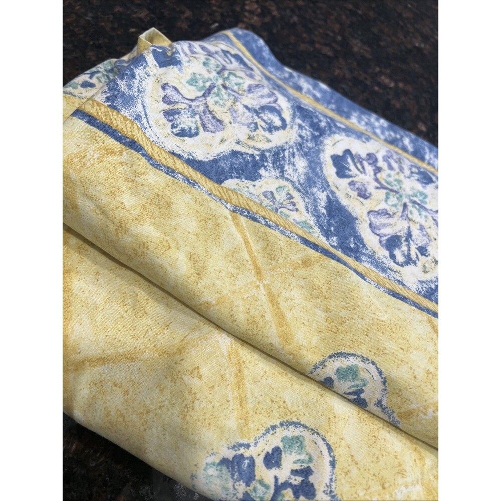 Vintage Yellow Flat Sheet King Dan River Blue